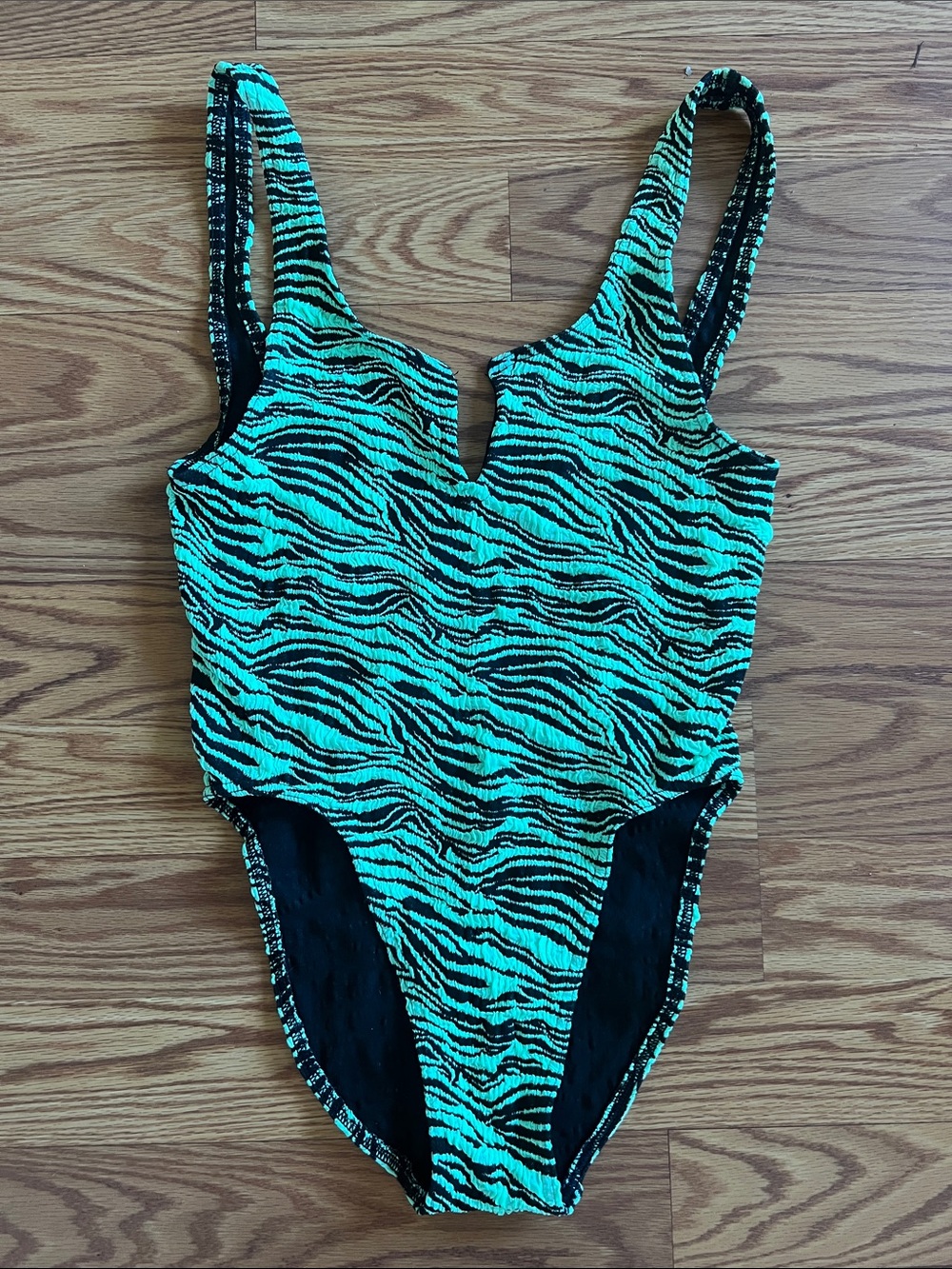 ASOS Teal and Black Zebra-Print One-Piece Swimsuit
